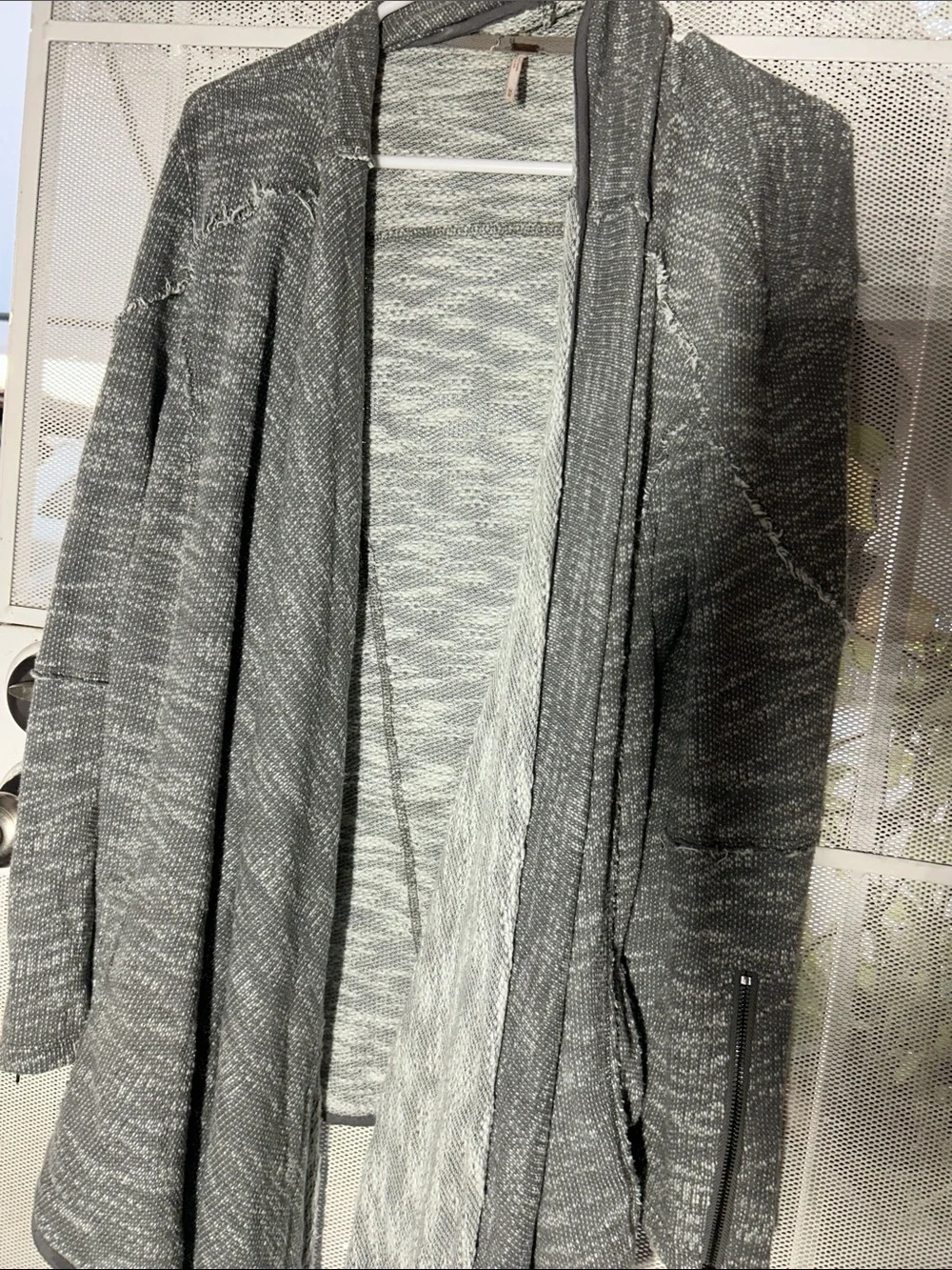 Free People Gray Marled Knit Sweater with Metallic Thread